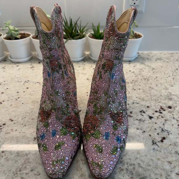 Betsey Johnson SB-Emory Rhinestone Ankle Boots | 9.5M | Sparkle Western Booties - Picture 2 of 7